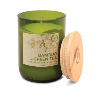 Соева свещ Падивакс в зелено рециклирано стъкло - Бамбук и зелен чай